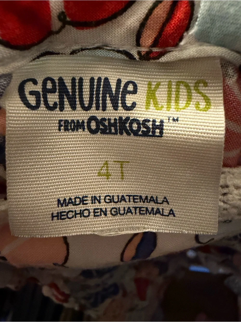 Genuine Kids from OshKosh Floral Sundress Size 4T Red White Blue Pom Pom
